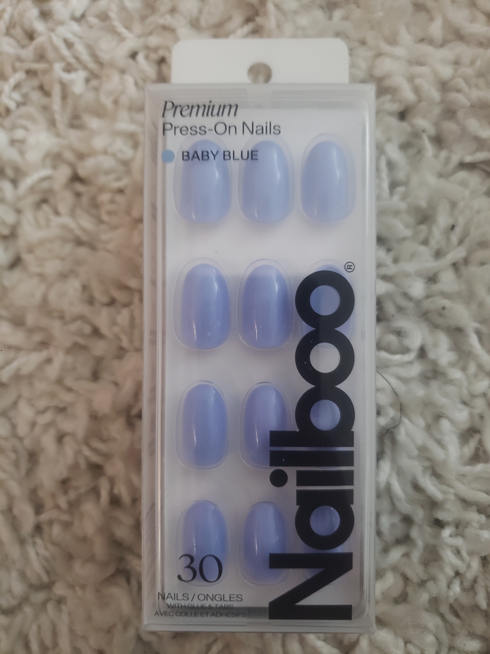 Nailboo Premium Baby Blue Press-On Nails – 30 Pack